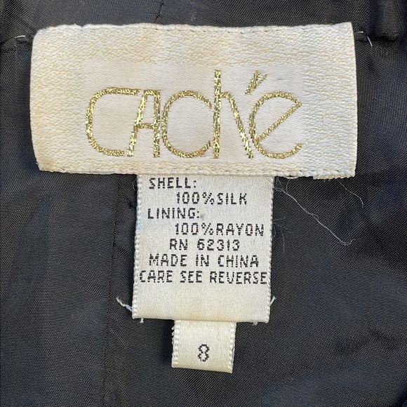 Vintage Cache Beaded Sheath Mini Dress Black LBD Cocktail Formal Silk Sz 8 - Picture 8 of 11